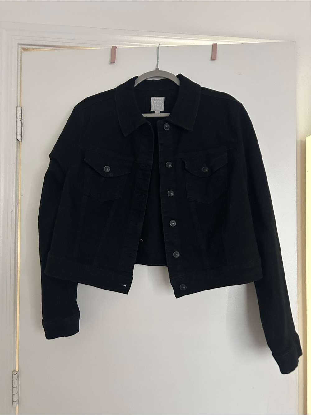 Wax Jean Black Cropped Denim Jacket